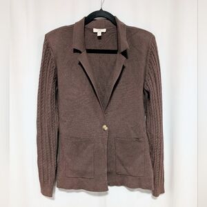 Brown Como Vintage Knit Blazer with Cable Knit Sleeves Size Medium